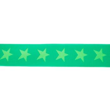 Gummiband Grün mit Hellgrünen Sternen Breite 4 cm